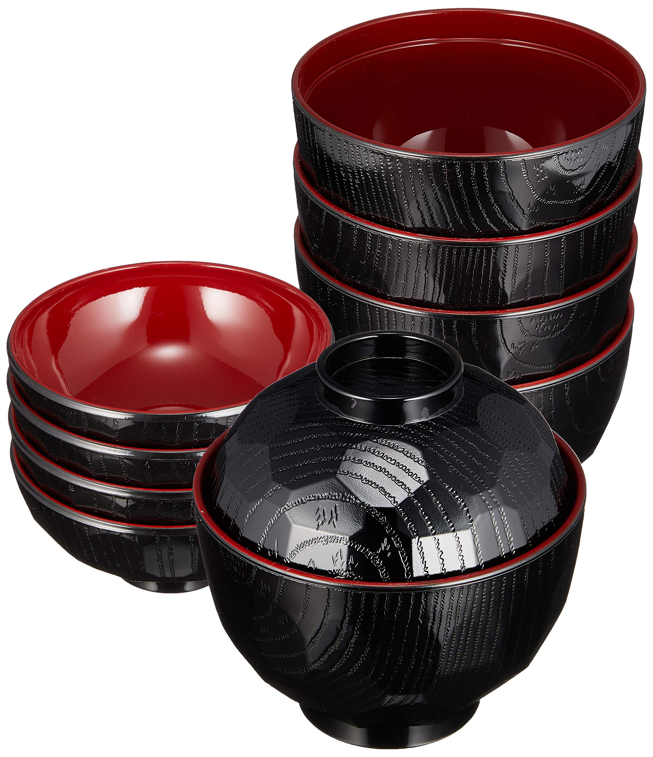 

Набор из 5 маленьких черепаховых черных с красным интерьером x PBT сплав уретановое покрытие японские коммерческие миски, миска 3,2 дюйма, [9,5 9,5 см] смола, чёрный