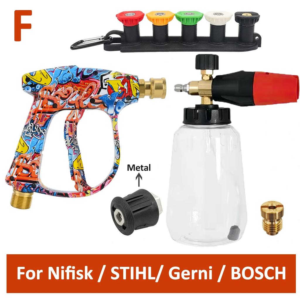Vibrant Graffiti High-Pressure Foam Blaster for Karcher/Bosch/Lavor with Quick-Connect Nozzles,  Multi-Surface Cleaning Kit