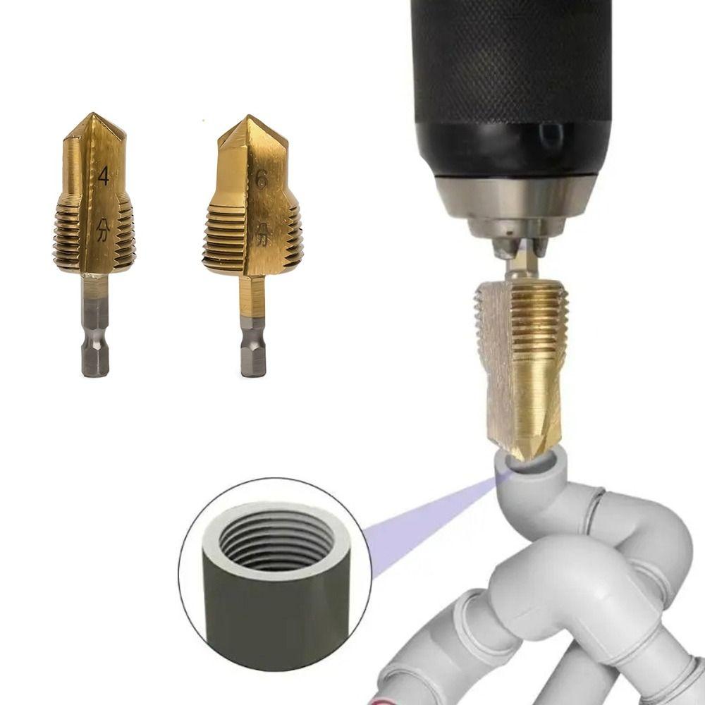 

2pcs /set Hexagonal Handle Tapping Lifting Drill Bit 4/6 point Step Drilling Pipe Reaming Tool
