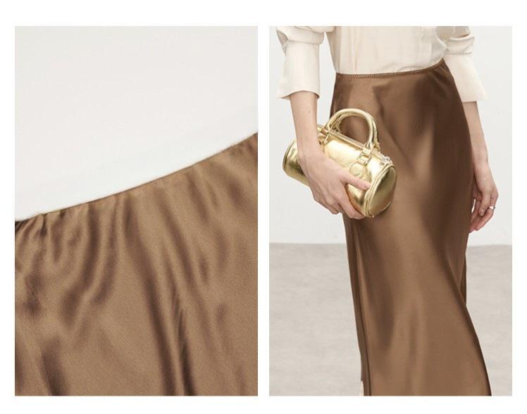 Elegancka damska długa spódnica z koronkowymi wstawkami z acetatu – 2026 Modny, przylegający do bioder design