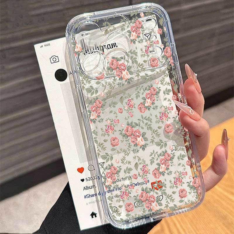 Pink Lily Flower Case For Redmi Note 15 Pro 14 4G 13 5G 12 Plus MAX 11 Pro 12S 11S A5 A3 15C 13C 14C Y2K Soft Clear Cover