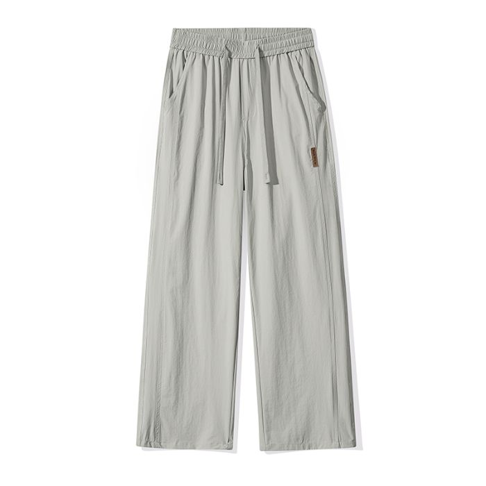 Summer Thin Men's Straight Tube Loose Ice Silk Wide Leg Casual Pants Breathable Jogging Fitness Baggy Casual Pants