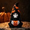 Atmospheric Entrance Decorations Halloween Skeleton Wizard Figurine, 3D Printed Gothic Statue with Mysterious Bookshelf Ornaments Pumpkin& Bat