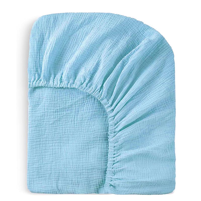 Baby Pure Cotton Double Layer Gauze Crinkle Fitted Sheet Bed Cover