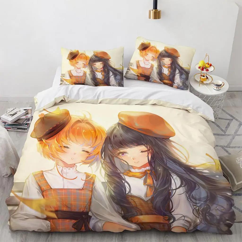 Anime Cardcaptor Sakura Bedding Set Boys Girls Twin Queen Size Duvet Cover Pillowcase Bed Kids Adult Fashion Home Textileextile
