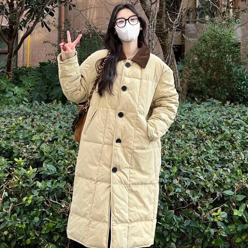 

Новая женская зимняя длинная куртка с хлопковой подкладкой, корейского свободного кроя, дизайн толстой куртки с хлопковой подкладкой. L