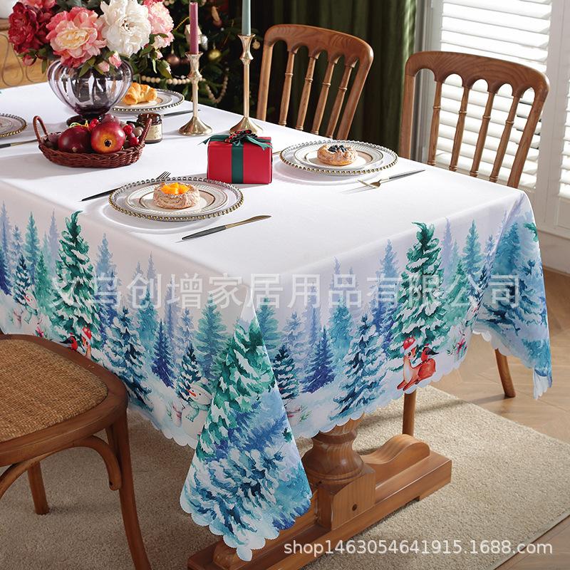New Christmas Table Cloth Printed Rectangular Home Living Room Table Cloth Festive Party Atmosphere Beautification Decoration