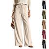 Women's Corduroy Wide Leg Pants With, Color Casual Long Trousers for Everyday Wear