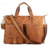 Men's Genuine Leather Business Briefcase 17-Inch Laptop Bag Horiztal Shoulder Cowhide Top Layer