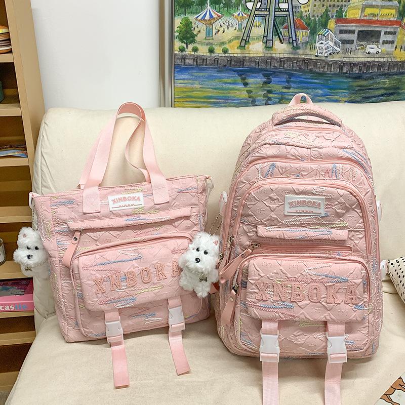 School bag for children, primary school students and girls, high-value two-piece set, large-capacity backpack, fashionable backpack bag.