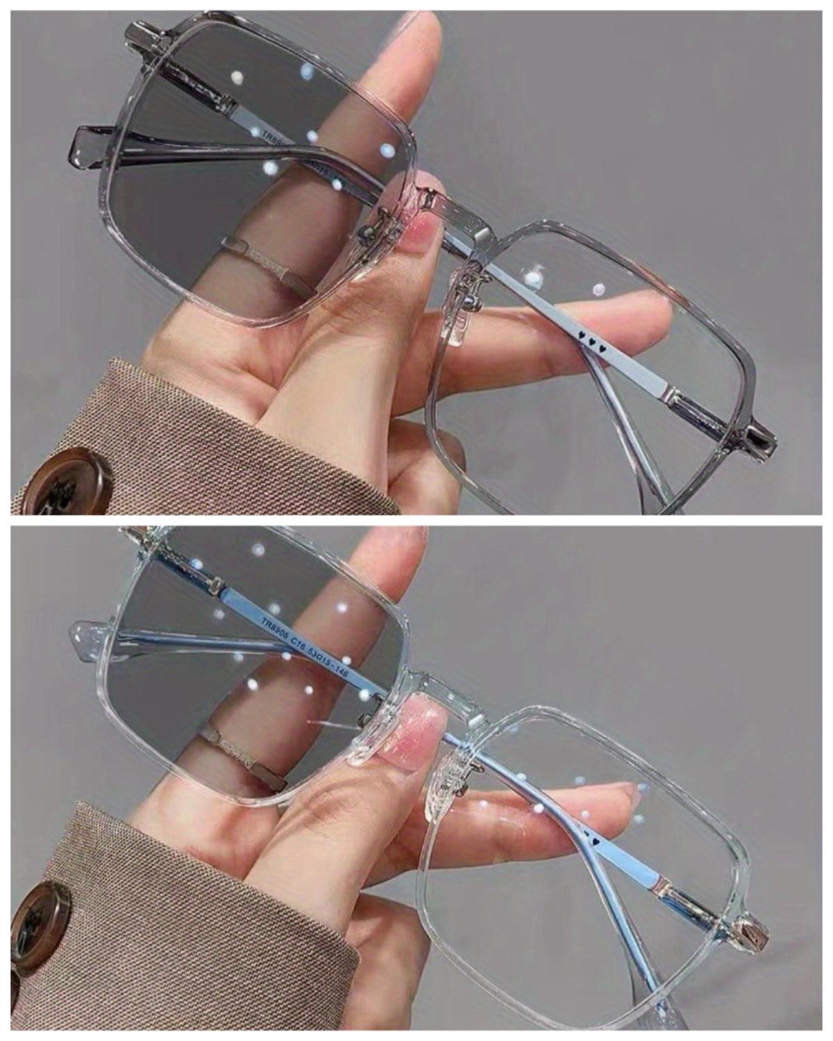 

+100~+400 2pcs Fashion brown large frame square color changing reading glasses for women high-definition reading glasses 4.0