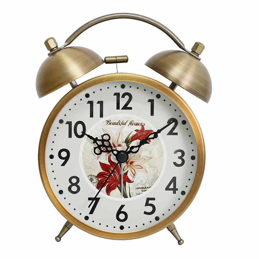 New Creative Metal Alarm Clock with Small Night Light Mechanical Alarm Clock Fashion Personality Student Bedside Bell