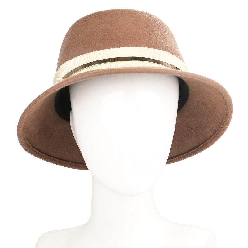 2025 Women's Elegant Autumn/Winter Wool Felt Top Hat - Stylish, Warm Travel & Shopping Bucket Hat