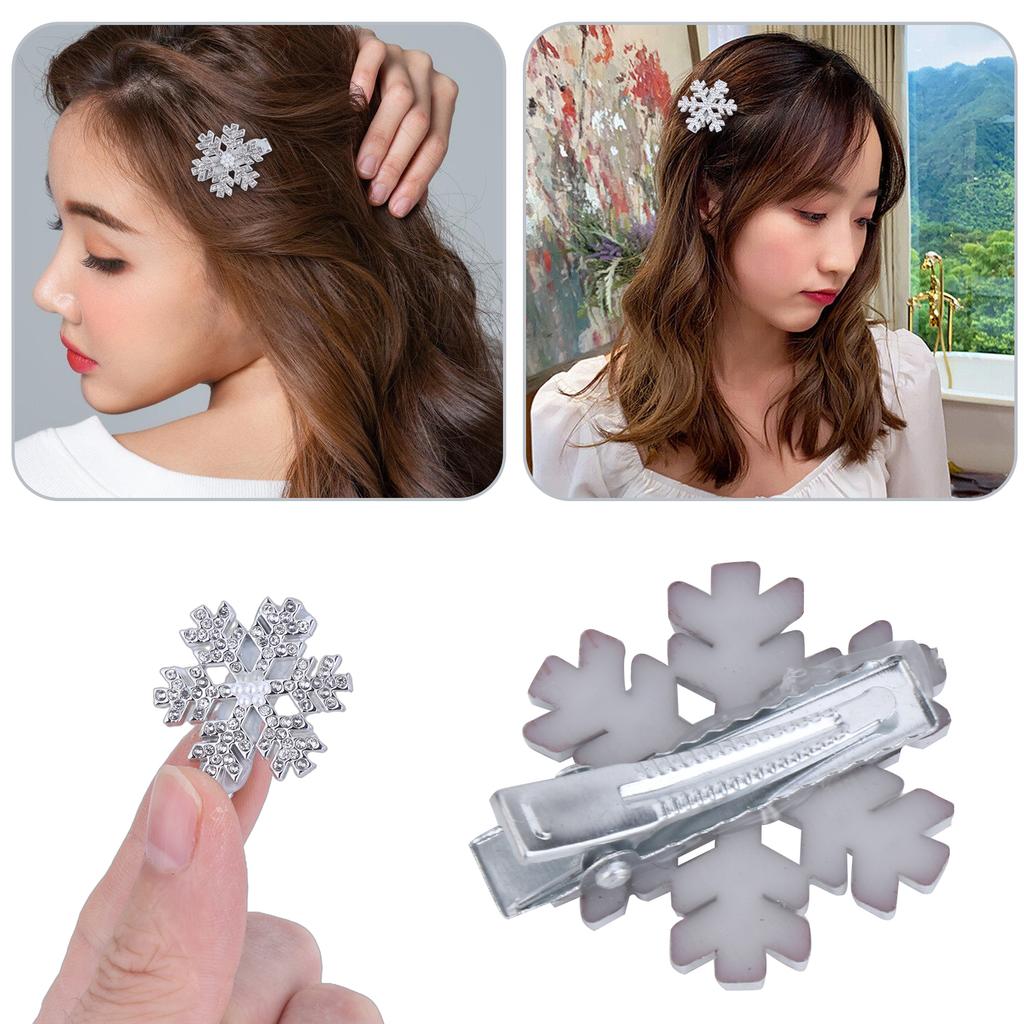 Pack of 10 Elegant Snowflake Shaped Hair Clip Dainty Barrette Headwear Accessory Stylish Snowflake Hairpins for Women