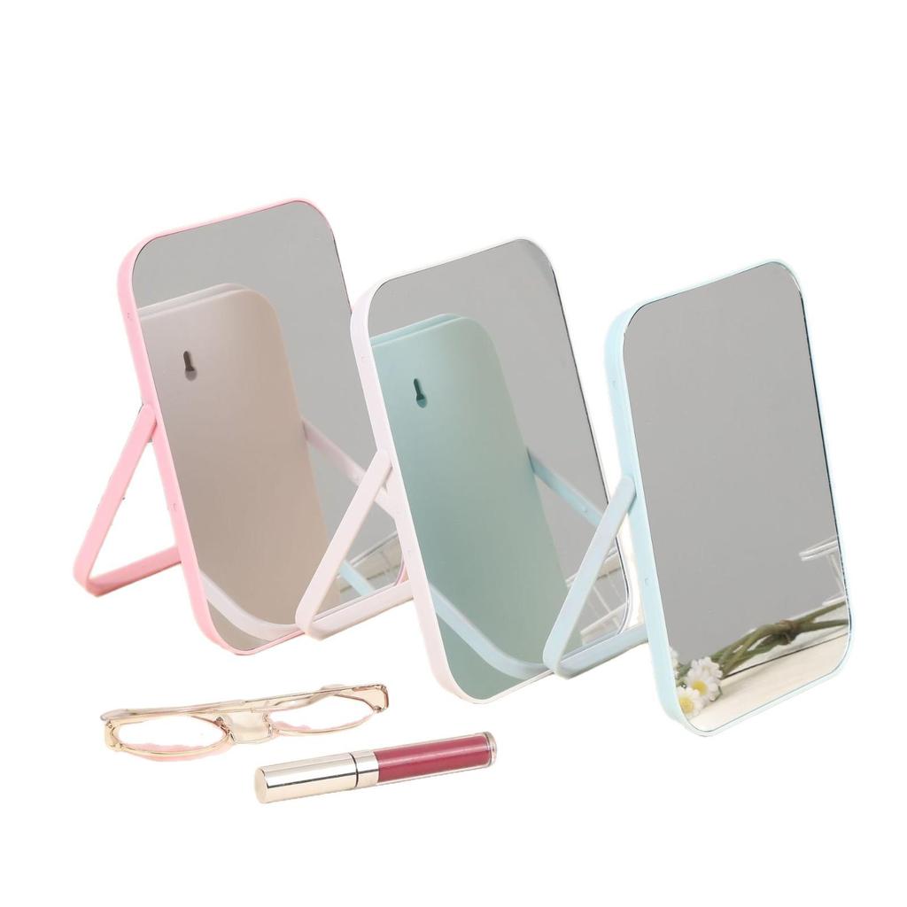 Portable Rectangular Wall-Mounted Makeup Mirror with Stand for Dorm Rooms