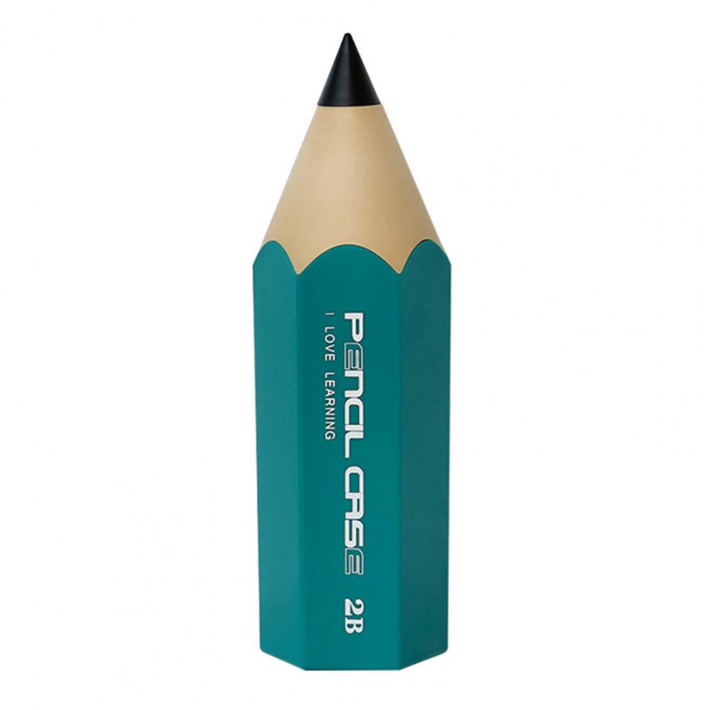 Pencil Shaped Storage Box Student Creative Pen Holder Desktop with Cover Dust-proof Stationery Pen Holder Makeup Brush Holder