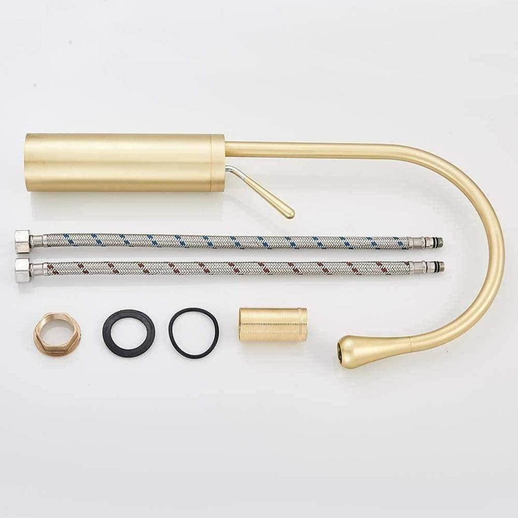 Single Handle Rotates 360 Compatible with Golden Brass Double Sinks Tap, Kitchen Sink Hot and Cold Water Taps, Modern Style