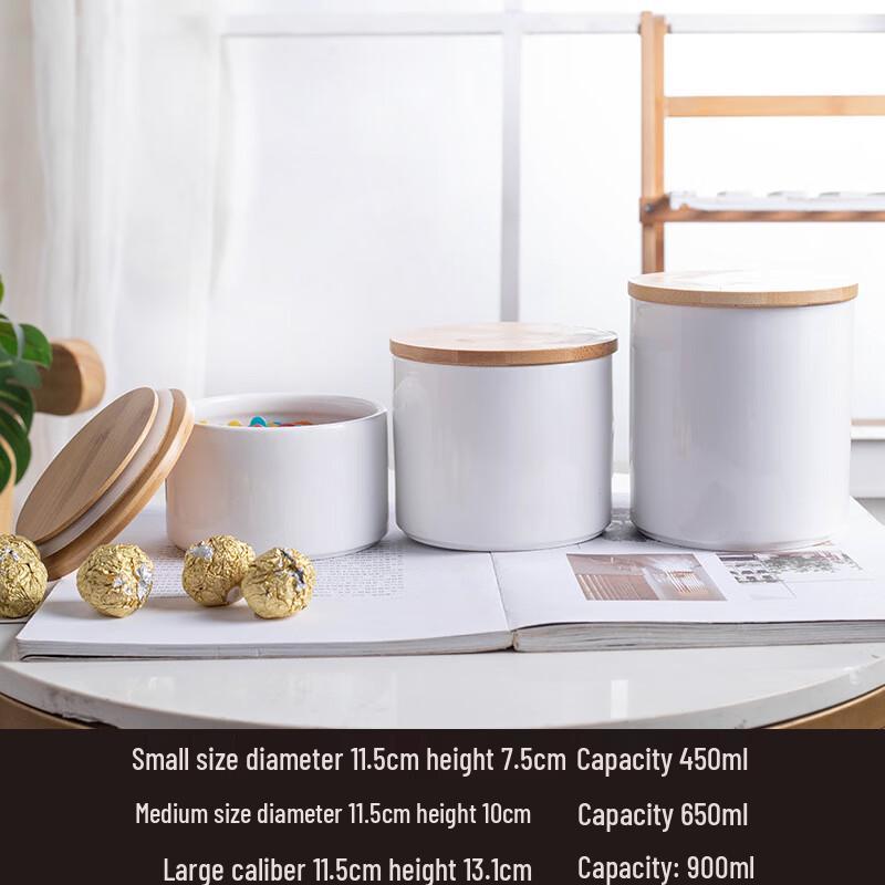 ZISIZ 900ml Pink Enamel Sealed Storage Jar with Bamboo Lid