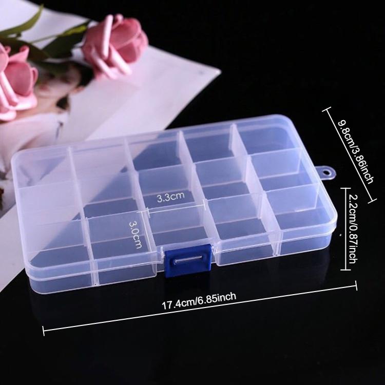 3 Jewelry Boxes, Transparent 15 Grid Storage Box, Plastic Box, Components, Fishing Gear Box, Dust-proof PP Packaging Box