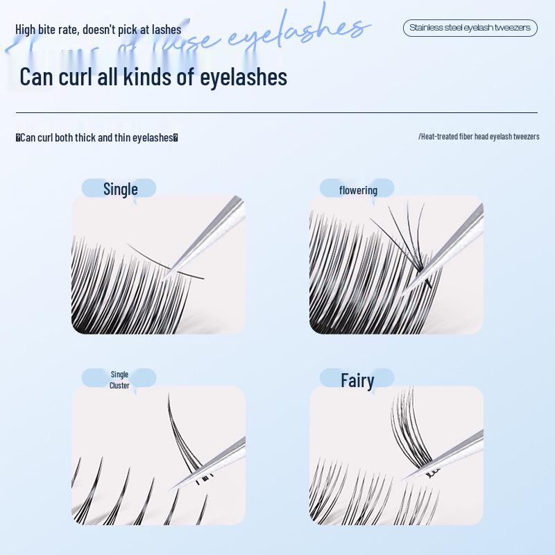 Precision Gold Feather False Eyelash Tweezers for Lash Artists - High-Precision Sandblasted Fiber Tip for Individual Lash Application and Blooming.