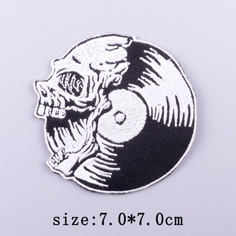 Hip Hop Punk Stickerei-Aufnäher für Kleidung Horror Totenkopf Aufnäher Aufbügel-Aufnäher für Kleidung Thermoklebende Aufkleber Abzeichen