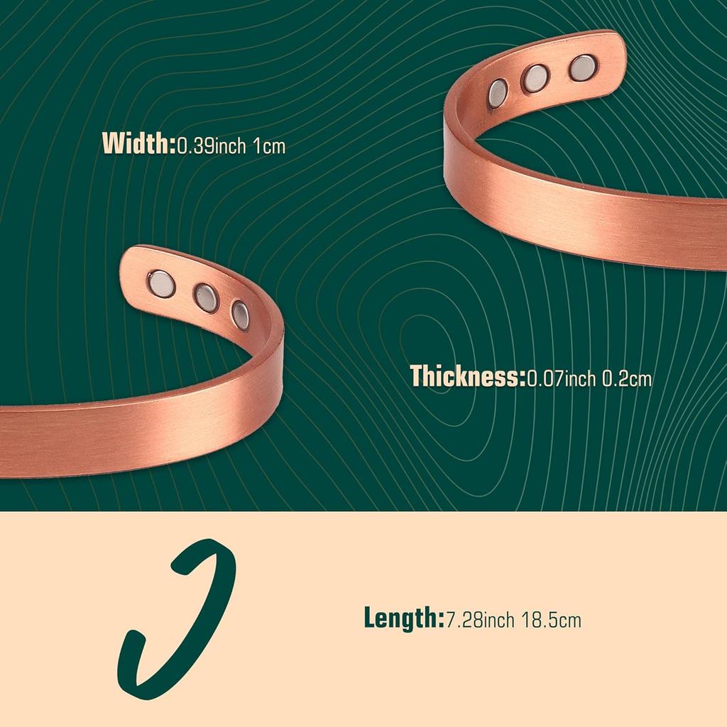 Pure Copper Magnetic Bracelet and Ring for Men and Women,Adjustable Healing Bangle with Ultra Strength Magnets,Magnetic Field Therapy (Cuff * 1 ·