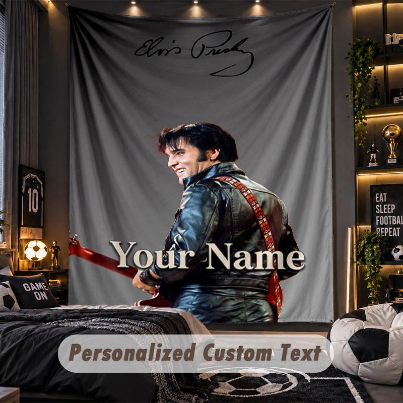 TapestryElvis Presley Custom Name Text Personalized Wall Hanging Tapestry Home Wall Decor