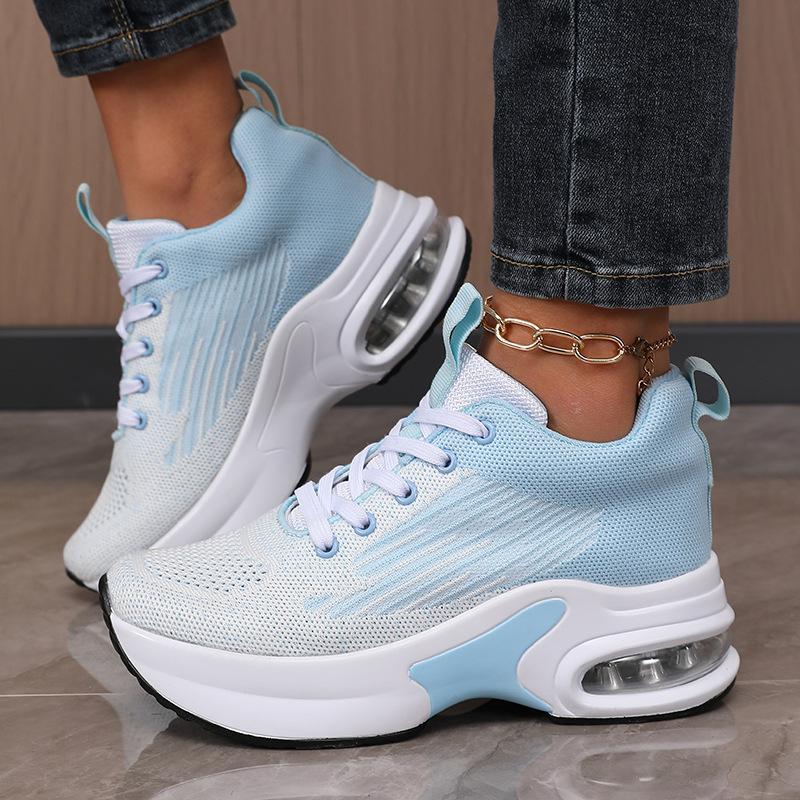 

Factory straight hair, spring and autumn air cushion casual women s shoes, fly-woven breathable thick-soled sports shoes, non-slip and comfortable 42
