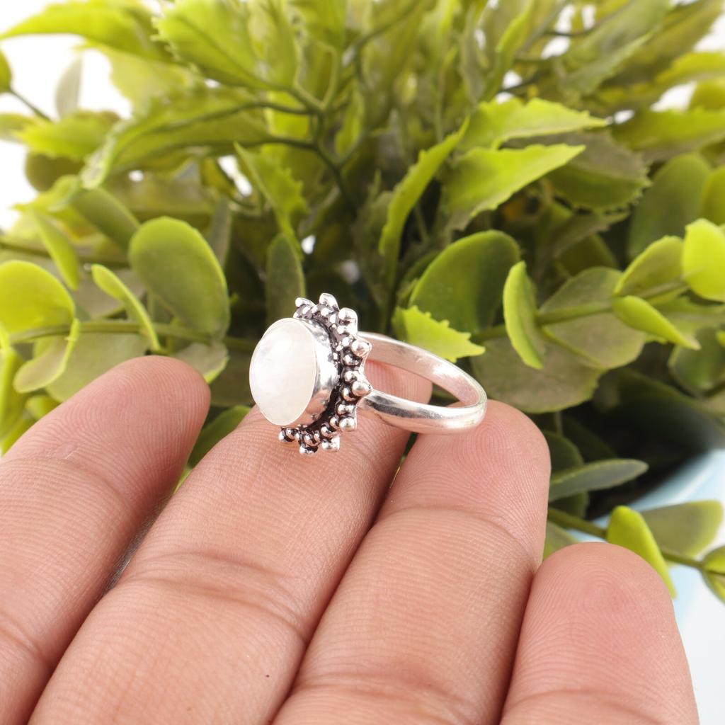 Rainbow Moonstone Gemstone 925 Sterling Silver Jewelry Handmade Partywear Ring RR-7-40