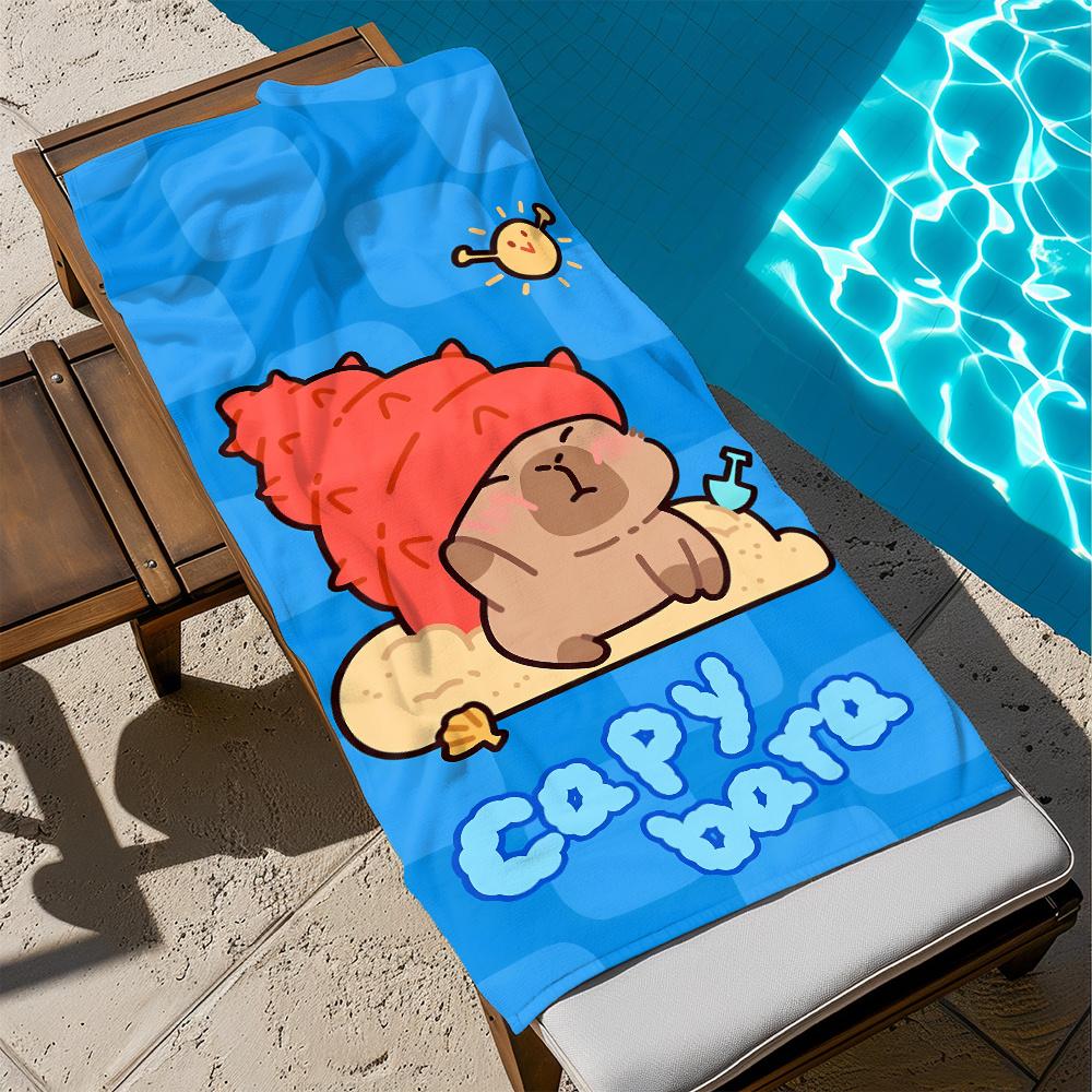Extra Large Quick-Dry Capybara Microfiber Beach Towel, Super Fine Fiber Machine Washable Summer Essential