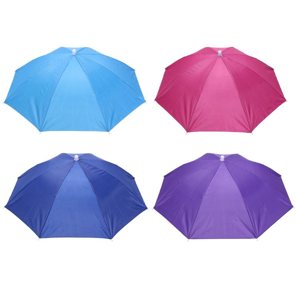 Chapéu Guarda-chuva Arco-íris de Montar na Cabeça, Guarda-chuva Leve de Rua para Colheita de Chá, Chapéu Guarda-chuva de Uso Duplo para Chuva e Chuva
