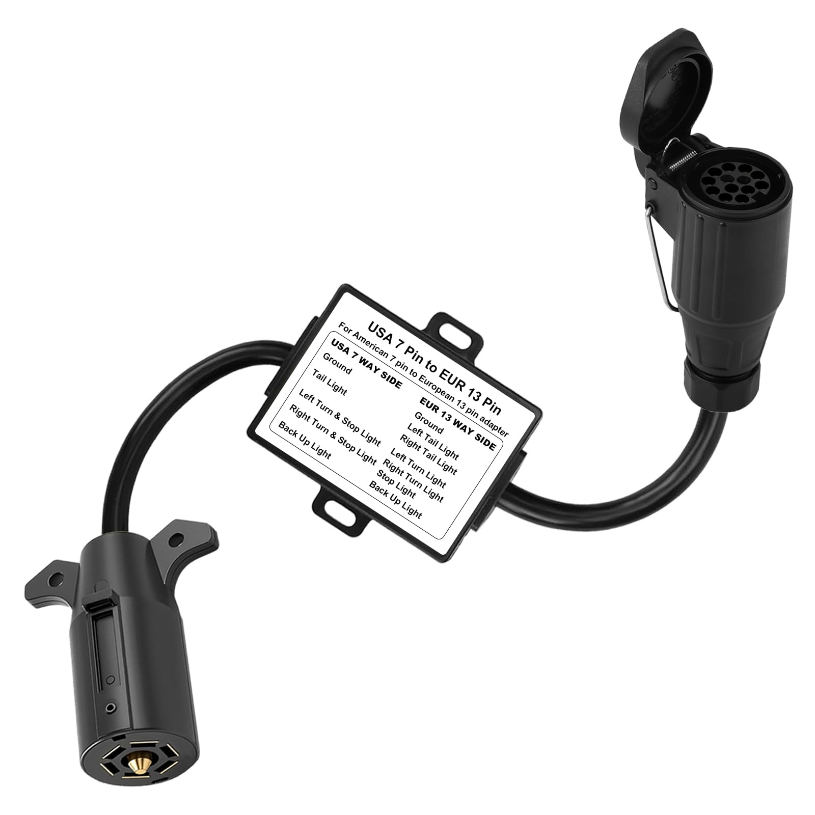 

US to EU Trailer Light Converter US Vehicles with 7 Way Connector 13 US7 to EU13