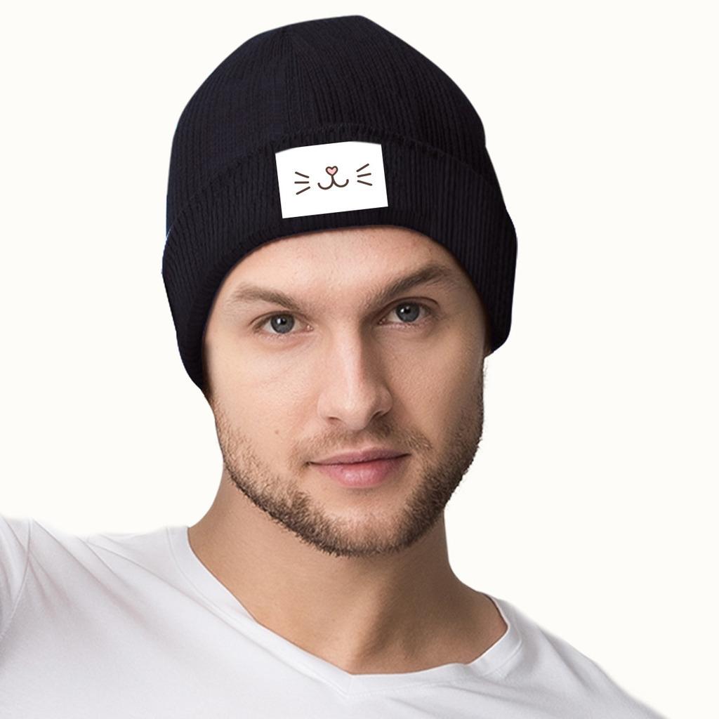 Süße Katzengesicht-Strickmützen, Damen, Unisex, Skullies-Mützen, Wintermütze, Polyester, Kitty, Feline, Kätzchen, Hip-Hop-Kappen