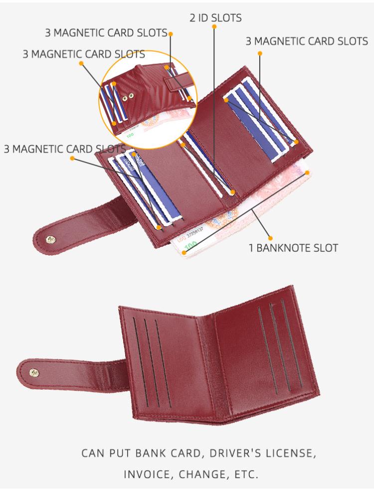 Women's Fashionn Short Purse Korean Style Snap Button Wallet Candy Color Coin Purse Multi-card Slots Billfold Pu Leather Card Holder