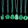 Green Jade Hand-Carved Fox Koi Hollow Jade Pendant Necklace Multicolor Chinese Amulet Women Man'S Lucky Jewelry Gift