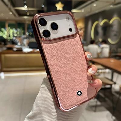 Luxury Business SLE Matte Litchi Leather Texture Phone Case for IPhone 17 Pro Max 16 15 14 13 12 11 Plus Shockproof Cover