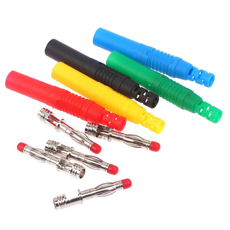 5pcs Insulated Safety Seal Protection Shrouded 4mm Banana Plugs Solder DIY Connectors Adapters For Multimeter Test