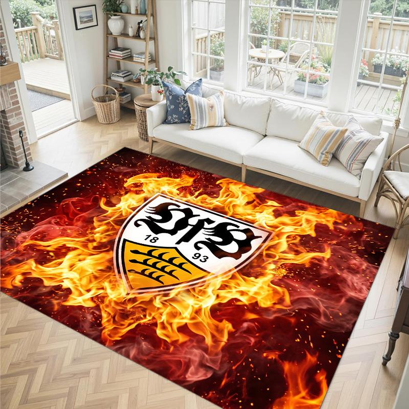 VfB Stuttgart Football Design Tappeto in Velluto di Cristallo Accogliente Non?Tappeto Stampato Antiscivolo per Camera da Letto Soggiorno Ingresso