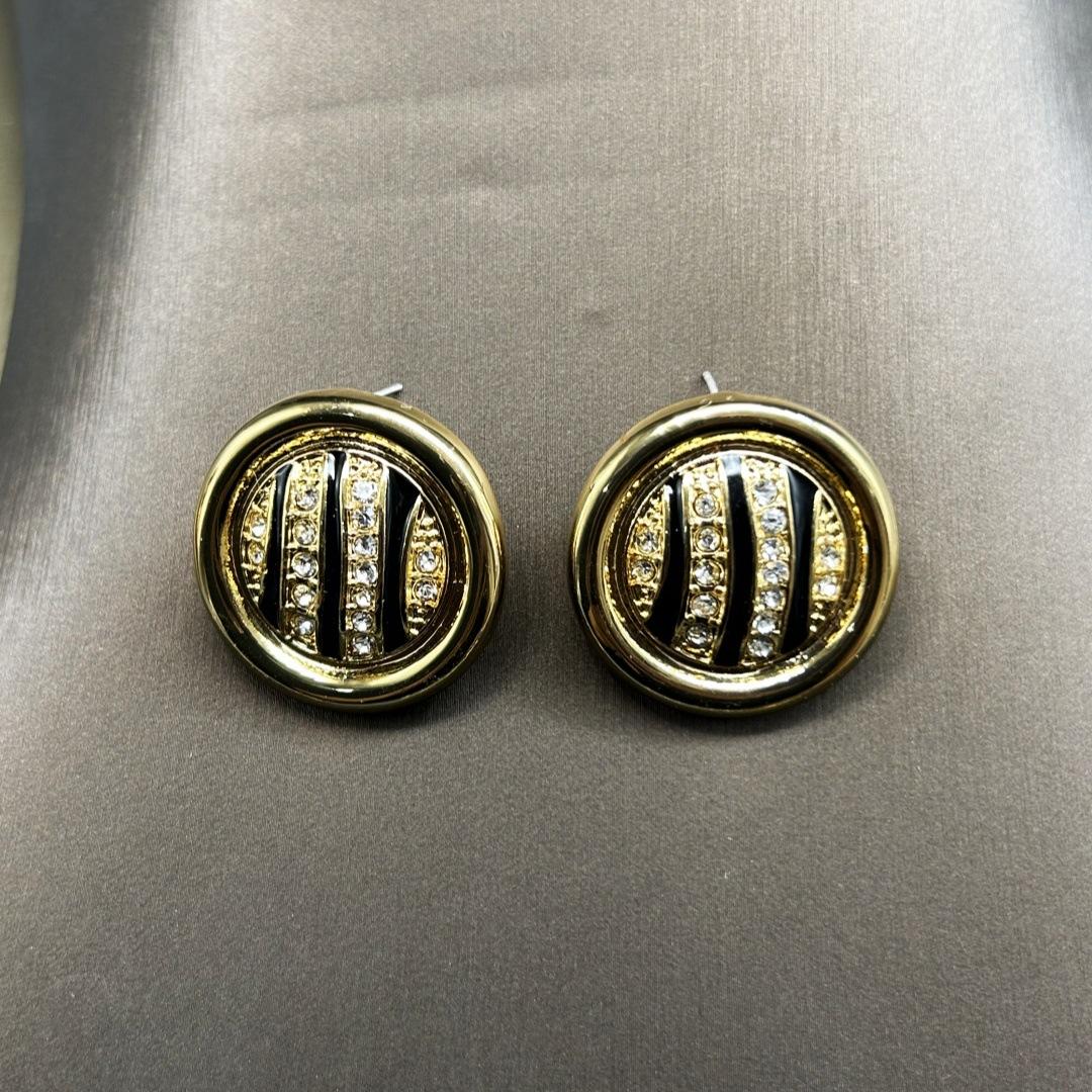 

Середньовічний Вінтажний Важка Промисловість Ретро Гальванізований Справжнім Золотом Набір Кольє, Леопардовий Принт Чорне Золото Емалеве Кольє з Сережками-Пусетами з Діамантами