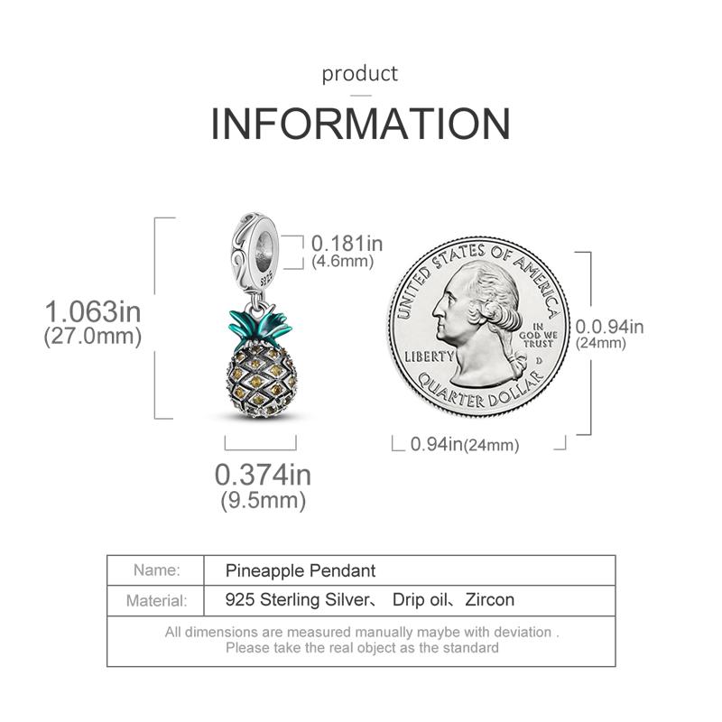 Summer Pineapple Fruit Pendants Copper Original Beads Fit Original Charms Bracelet Bead Jewelry Gifts For Women