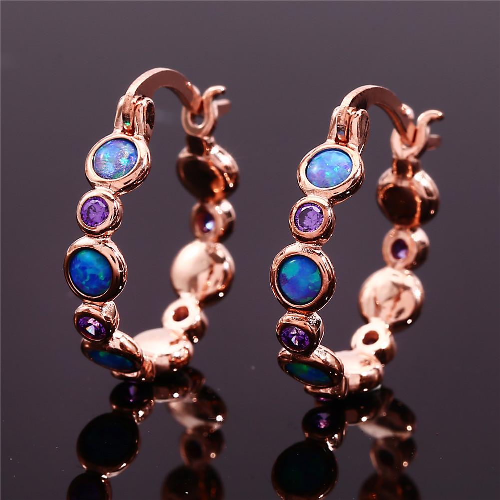 Europäischer und Amerikanischer Beliebter Runder Farbiger Zirkon Voll Diamantring Ohrstecker für Frauen Retro und Vielseitig