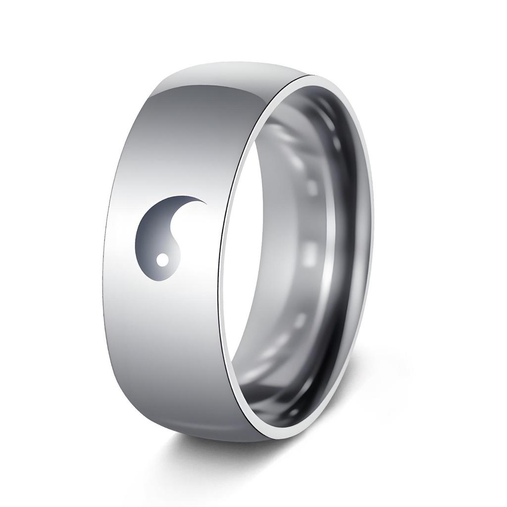 Cross-border National Ink Wash Bagua Men's Retro Ring Set