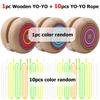 1pc Wooden Yo-Yo Ball & 10pcs Replacement Yo-Yo Rope Classic Yoyo Toy for Hobby Collection Party Favors & Gifts for Yo-Yo Lovers