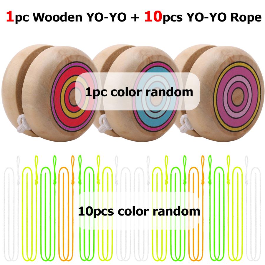 

1pc Wooden Yo-Yo Ball & 10pcs Replacement Yo-Yo Rope Classic Yoyo Toy for Hobby Collection Party Favors & Gifts for Yo-Yo Lovers