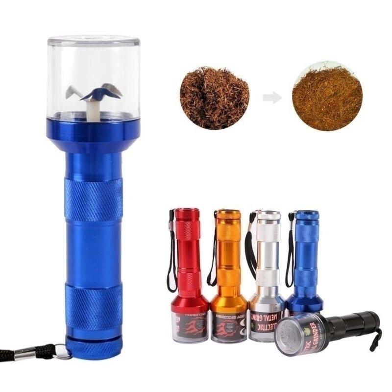 Useful Zinc Alloy Electric Metal Grinder Herb Tabacco Crusher Grinder Cracker Flashlight