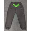 Heavyweight Fleece Lined Sweatpants Men Streetwear Spider Web Print Casual Pants