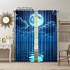 2Pcs Moon Pattern Curtains Rod Pocket Decorative Window Drapes Window Treatments For Bedroom Living Room Home Decoration Room