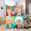 VIKAMA Retro Golden Girls Pop Art Flannel Blanket Spring Picnic Car Travel Sofa Bed Nook Nap Throw Holiday Home Decor Gift