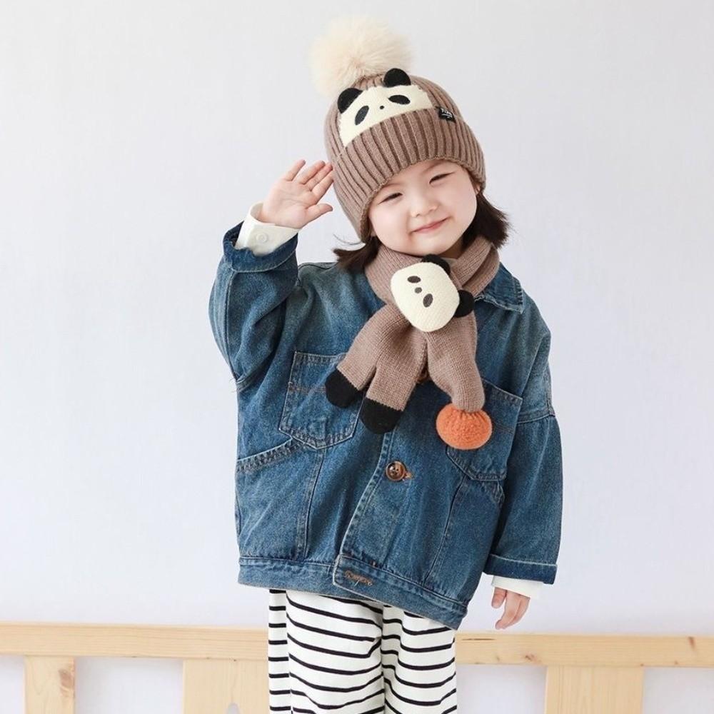 2Pcs Korean Style Children Hat Scarf Set Thickened Kid Pullover Cap Outdoor Activities