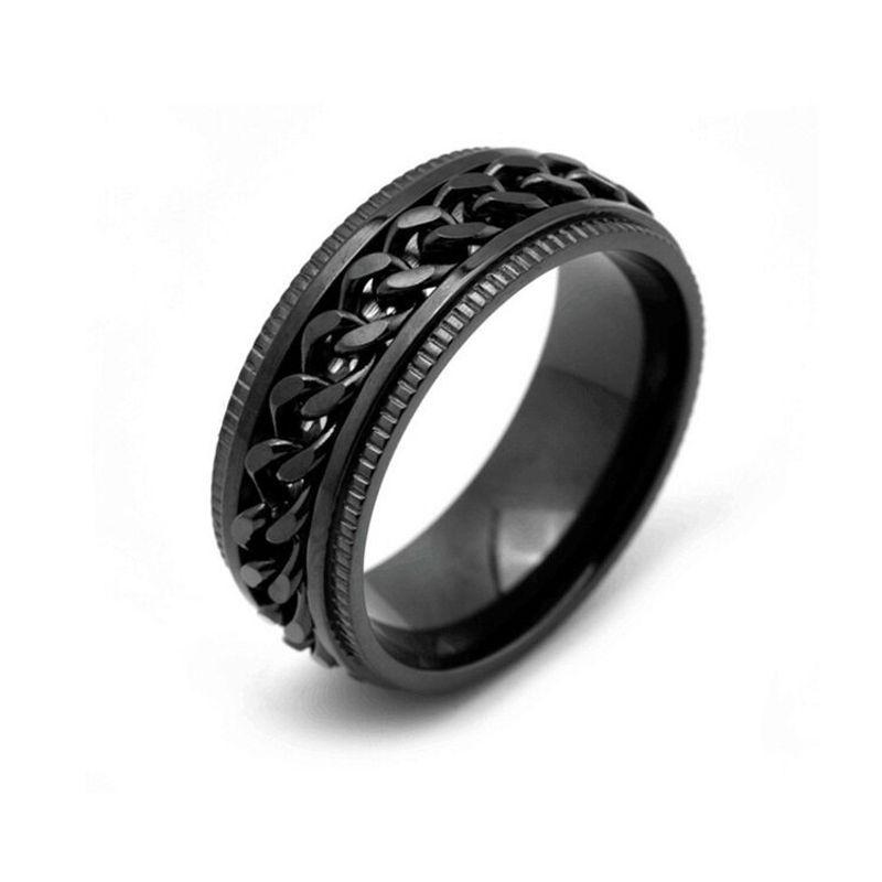 

Cross-Border Supply Titanium Steel Rotatable Chain Ring European and American Stainless Steel Couple Ring Japanese and Korean Jewelry No. 8 [Black]